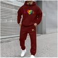 thumbnail image 2 of VBTAPA Men's Tracksuits 2Pcs Set Casual Sports Outfits Hoodies Sweatshirt with Sweatpants Sweatsuits Set Hip Hop Streetwear Sales of Today Prime Red M, 2 of 6