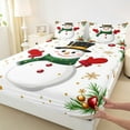 thumbnail image 3 of Feelyou Kawaii Cartoon Snowman Full Size Sheets, Gold Snowflake Print Bed Sheets, Merry Christmas Sheet Sets, Super Cozy Room Decor, 4pcs, 3 of 7