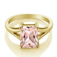 thumbnail image 2 of Gem Stone King 18K Yellow Gold Plated Silver Peach Nano Morganite Solitaire Engagement Ring for Women (2.00 Cttw, Emerald Cut 9X7MM, Gemstone October Birthstone, Size 5), 2 of 4