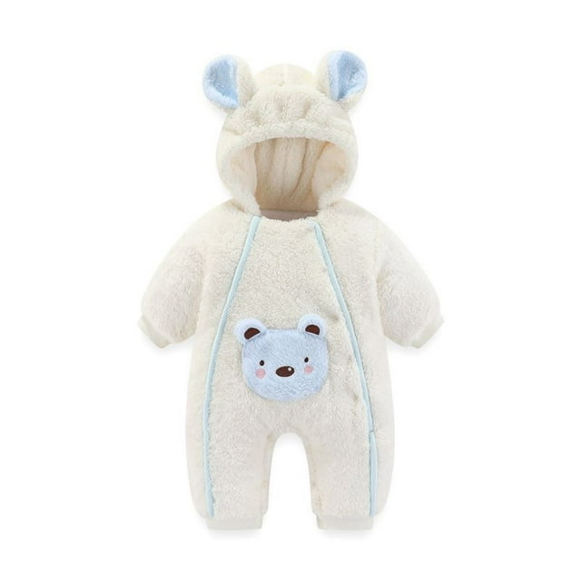 LSLJS Barboteuse pour Bébé Fille Garçon Combinaison Pyjama Manches Longues à Capuche en Peluche Tenue Automne Hiver