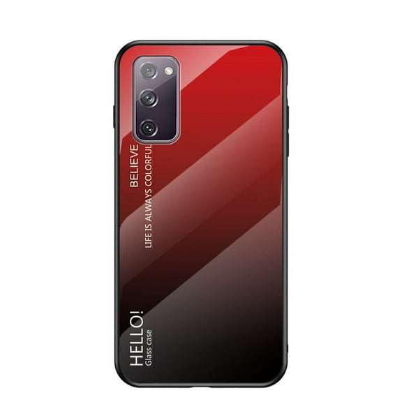 Galaxy S20 FE Case,Allytech for Samsung S20 FE Case, Gradient Color Shockproof Tempered Glass Back Cover Protective Silicone Shell Slim Case for Samsung Galaxy S20 FE, Red