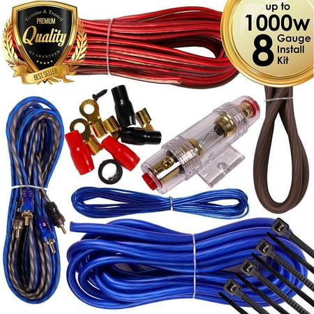 - Complete 1000W 8 Gauge Car Amplifier Installation Wiring Kit Amp PK2 8 Ga Blue