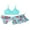 F, variant on 8-14T Girls Swimsuits 3 Piece Bathing Suit Printed Strap Bikini Set with Cover Up Skirt Beach Swimwear