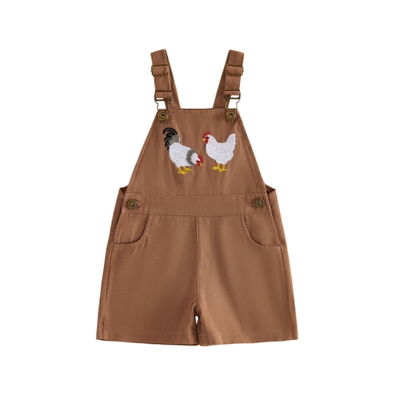 BemeyourBBs Toddler Baby Boy Girl Chicken Bib Overalls Shorts Kids Chick Rooster Embroidered Sleeveless Romper Jumpsuit with Adjustble Shoulder Strap Pockets Bbay Sprimg Summer Fall Clothes
