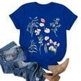 thumbnail image 2 of Tiweut Womens T Shirt Floral Print Crew Neck Short Sleeve Loose Pullover Outerwear,Blue, 2 of 4