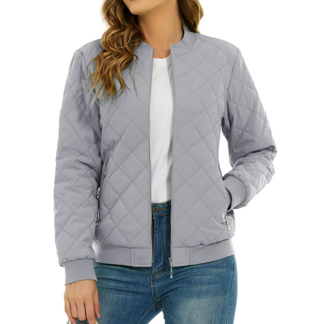 Padded Warm Jackets Womens Classic Retro Pilot bomber Jackets Quilted Coats Zip Up