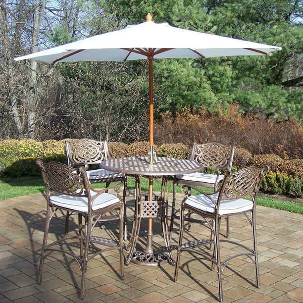 Oakland Living Elite Mississippi Cast Aluminum 5 Piece Patio Bar Set