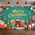 thumbnail image 4 of Gingerbread Theme Christmas Banner Christmas Tree Design Merry Christmas Banner Candy Cane Pattern Gift Box Decor Xmas Banner for Christmas Party Holiday Celebration Home Decoration, 4 of 8