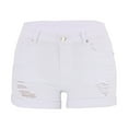 thumbnail image 3 of IDALL Jean Shorts Workout Shorts Women Denim Shorts Low Rise Ripped Stretchy Jeans Shorts Cuffed Hem Denim Shorts Booty Shorts for Women White S, 3 of 4