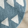 thumbnail image 5 of Well Woven Tango Blue Geometric Triangle Pattern Stain-resistant Area Rug (4' Round), 5 of 7