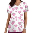 thumbnail image 5 of cocolona Scrubs for Women, V-Neck Short Sleeve Scrubs Tops Valentines Day Workwear Uniform T-shirts with Pockets, 5 of 5