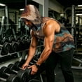 thumbnail image 4 of Camouflage Sleeveless Hoodie For Men, Muscle Fit Pullover Tank with Kangaroo Pocket - Quick-Dry Workout Vest for Gym & Bodybuilding Brown XXXL, 4 of 7