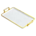 thumbnail image 3 of Serving Tray Cosmetic Storage Tray Decorative Tray Food Trays Versatile for Bar, White Gold Edge, 3 of 8