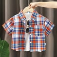 thumbnail image 2 of RUTAYY Children Boys' Tee Shirt Lapel cardigan grid button shirts with short sleeves Elegant Stylish Tops , Purple, 3-4 Years, 2 of 3