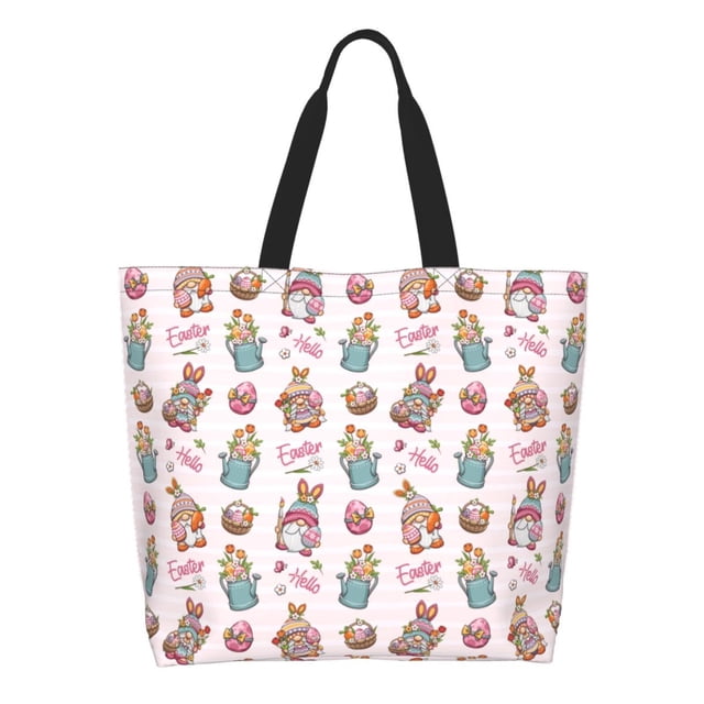 Fotbe Hello Easter Bolsa Tote Estética de Lona con Estampado para Mujer - Bolsa Reutilizable de Hombro Casual para Vacaciones, Compras, Trabajo y Gimnasio