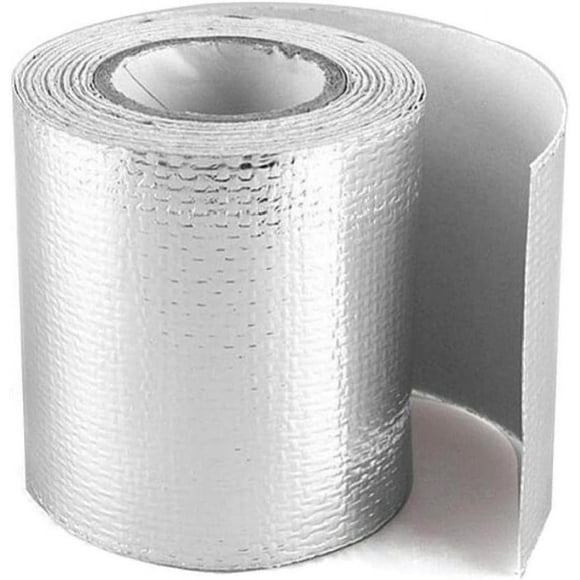 Bekayaa 5M Silver Adhesive Backed Heat Barrier Tape,Glassfiber Heat Shield Reflective Tape Wrap Roll,Compatible with Car Intake Pipe,Engine Bay etc.