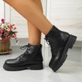 thumbnail image 4 of NECHOLOGY Botas Mujer Adulto Femenino Zapatos Botines mujer Botas de tacón grueso con cordones de cuero de color sólido de estilo británico para mujer (Black, 6.5), 4 of 7