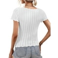 thumbnail image 6 of Liacowi Women's Slim Fit Crop Tops Casual Solid Color U-neck Short Sleeve Tee Shirt Basic Knitted Streetwear, 6 of 9