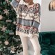 thumbnail image 2 of Jersey informal de manga larga con cuello redondo para mujer, suéter con estampado navideño a la moda de otoño, suéter holgado para ir al trabajo, novedad de 2022, 2 of 5