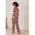 thumbnail image 4 of Ekouaer Satin Pajama Set Womens Silk Short Sleeve V Neck Shirt with Long Pant Soft Loungewear Pjs Set, 4 of 5