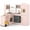 Pink, variant on Costway Corner Kitchen with Lights and Sounds Interactive Wooden Playset Toy Kitchen Set White