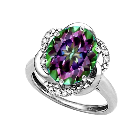 Star K � Large Oval 12x10mm Rainbow Mystic Topaz Knot Big Stone Ring