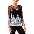 thumbnail image 1 of I.N.C Womens Embroidered Pullover Blouse, Black, Medium, 1 of 1