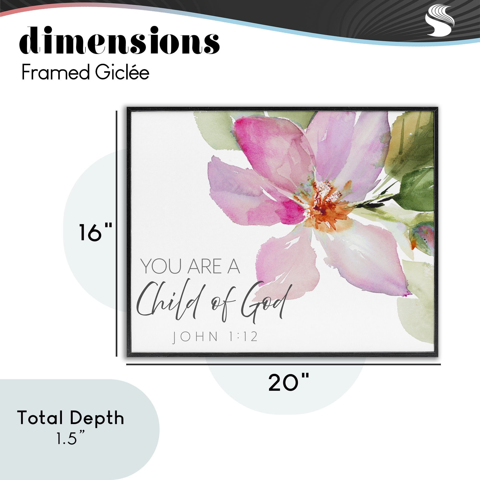 Stupell Industries Child Of God Pink Flower Black Framed Giclee Art, design by Lanie Loreth