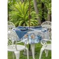 thumbnail image 2 of Outdoor Tablecloth with Umbrella Hole & Zipper, Blue Octopus Coastal Round Tablecloth 54 Inch, Summer Beach Coral Starfish Shell Vintage Patio Table Cover Waterproof Table Cloth for Picnic/Party, 2 of 7