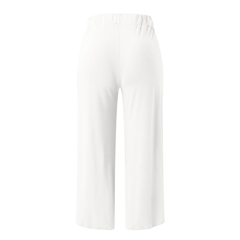 Quealent Women Pants Casual Winter Women's Tech Capri Golf Pants with  Comfort Stretch Waistband (White,M) 