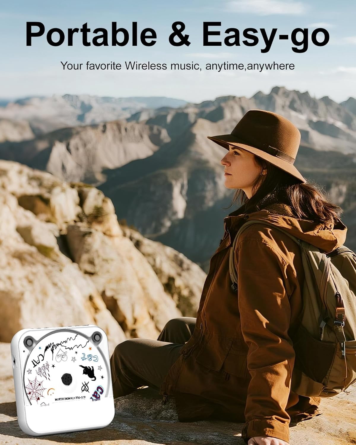 otnbgsr Portable CD Player Bluetooth 2026 Upgrade Rechargeable Music Player Dual Speakers LCD Display Support CD USB AUX MP3 with Headphones