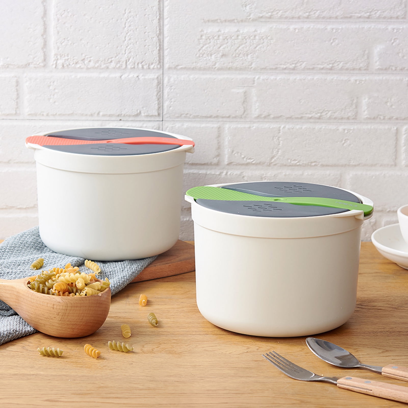 Homelife 1 Set 2L Rice Steaming Pot Food Contact Grade Easy to Clean Office Worker Portable Microwave Rice Cooker Kitchen Cookware