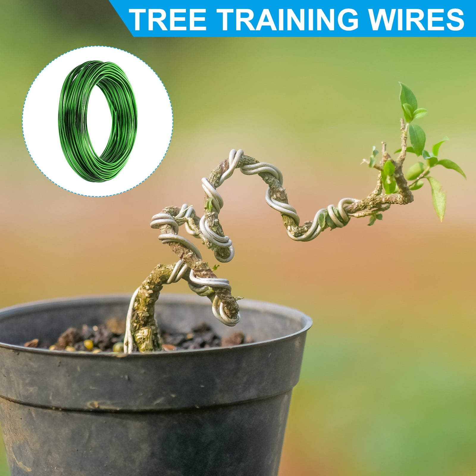 Uxcell 3.5mm Bonsai Training Wire, 1 Roll Floral Wire Stems 95.1 Feet Green
