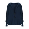 thumbnail image 6 of XPMWRP Women's Sweaters Winter Hooded Cardigans Button Up Knit Coats Jackets Lantern Sleeve Outerwear with Pockets Navy S, 6 of 8