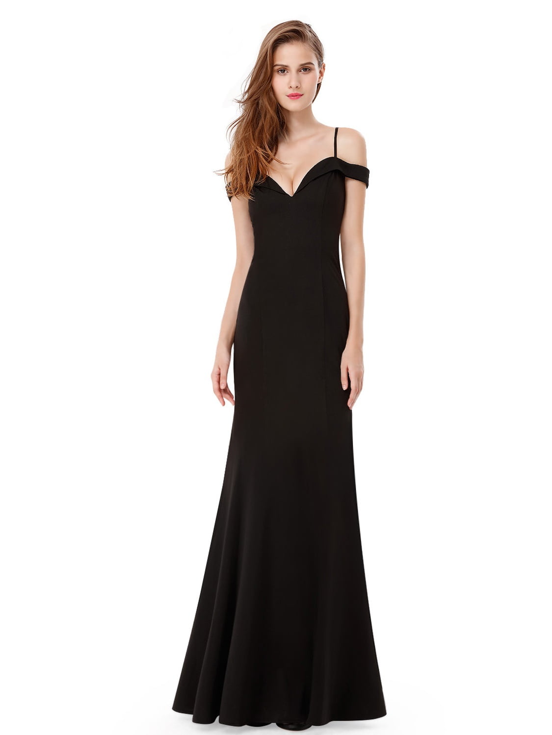 black off the shoulder floor length dress