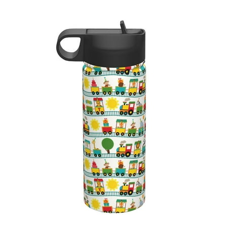 

Ocsxa Train With Animals Print 18 oz Insulated Water Bottle With Straw Stainless Steel Sports Water Cup Flask Wide Mouth Travel Thermal Mug for Home Office or Car