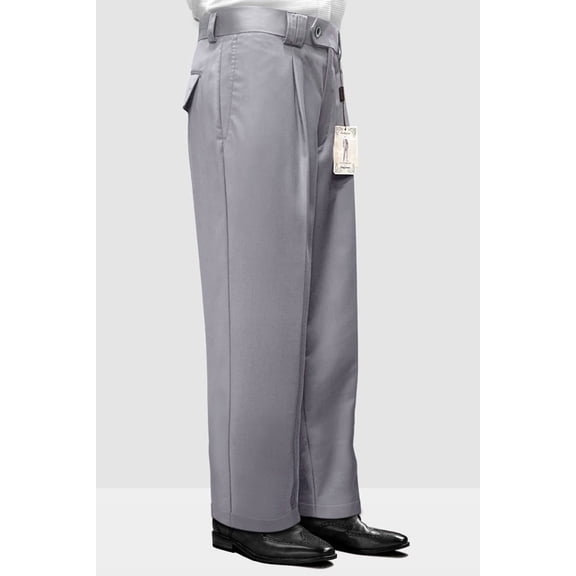 Men's  Grey Wool Pleated Wide Leg Pants 36