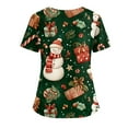 thumbnail image 3 of Christmas Plus Size Scrubs Tops for Women Cute Xmas Print Short Sleeve Nurse Working Uniforms Christmas Scrub Shirts with Pockets, 3 of 5