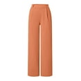 thumbnail image 4 of felwors Women Office Wide High Waist Pants Loose Fit Elastic Waist Pleated Front Trousers for Work Casual Orange, XXXL, 4 of 5