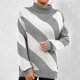 thumbnail image 3 of 2023 otoño e invierno nuevo suéter de cuello alto suéter camisa de fondo de punto de rayas diagonales contrastantes europeas y americanas para mujeres, 3 of 4
