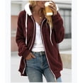 thumbnail image 2 of Women's Loose Plush Zipper Hooded Jacket, 2 of 9