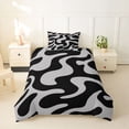 thumbnail image 2 of Homewish Gray Wavy Spiral Twin Duvet Cover,Modern Aesthetic Twin Bedding,Black Reversible,2 Pieces,1 Duvet Cover and 1 Pillowcase, 2 of 6