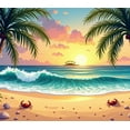thumbnail image 5 of LUUFILx Tropical Sunset Beach Backdrop Hammock Scenery with Palm Trees for Party Decorations Photography Props Video Background Banner Ocean View, 5 of 8