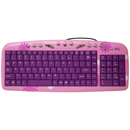 Sakar iConcepts Girl Gear Pink & Purple Daisy Compact USB Keyboard