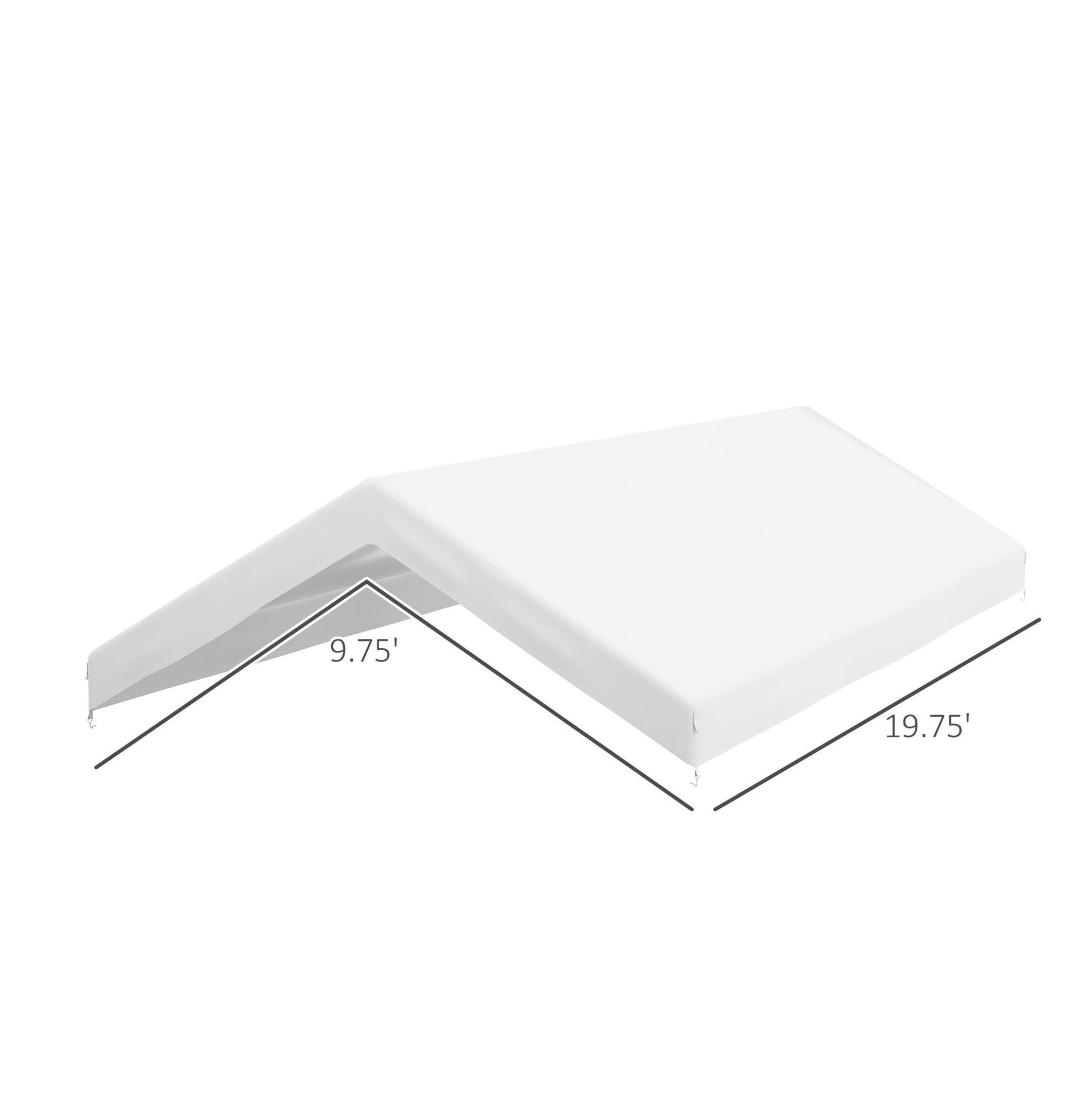 19.7' x 9.7' Carport Canopy Replacement - UV Resistant Car Cover with Bungee Cords - White - Fits 84C-386V00/207 Series