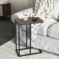 thumbnail image 4 of Household Essentials Jamestown C-Shaped for Accessiblity Side End Table Mid Century Walnut Wood Grain and Black Metal, 4 of 11