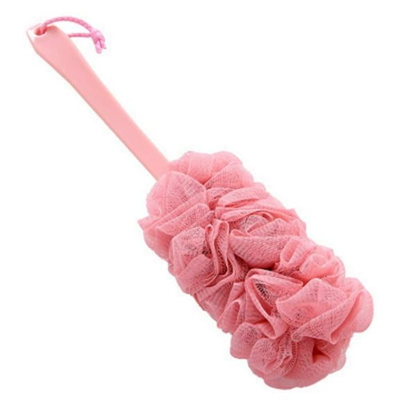 Lufa Back Scrubber for Shower, Anti-Slip Long Handle Bath Sponge Shower Brush, Soft Nylon Mesh Back Cleaner Washer, Loofah on a Stick Body Brush for Women&Men (Pink)