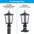 thumbnail image 3 of 2 Pack Dusk to Dawn Outdoor Post Lantern, 17 Inch Pillar Light with Pier Mount Base, Rectangular Clear Glass Exterior Post Light for Patio, E26 Base, Black, 3 of 8