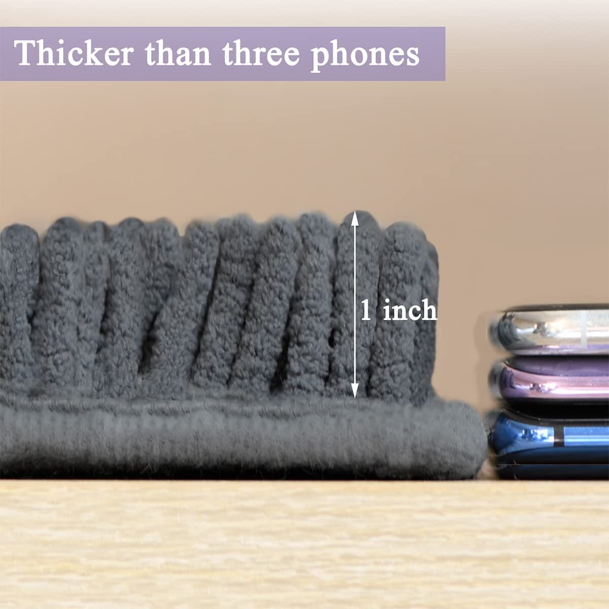 RUseeN Bathroom Rugs Sets 3 Piece Chenille Microfiber Bath Rug Non-Slip Bath Mats with Soft Plush PVC Backing Water Absorbent Carpet 1'' Quick Dry Microfiber Toilet Mat, Deep Gray