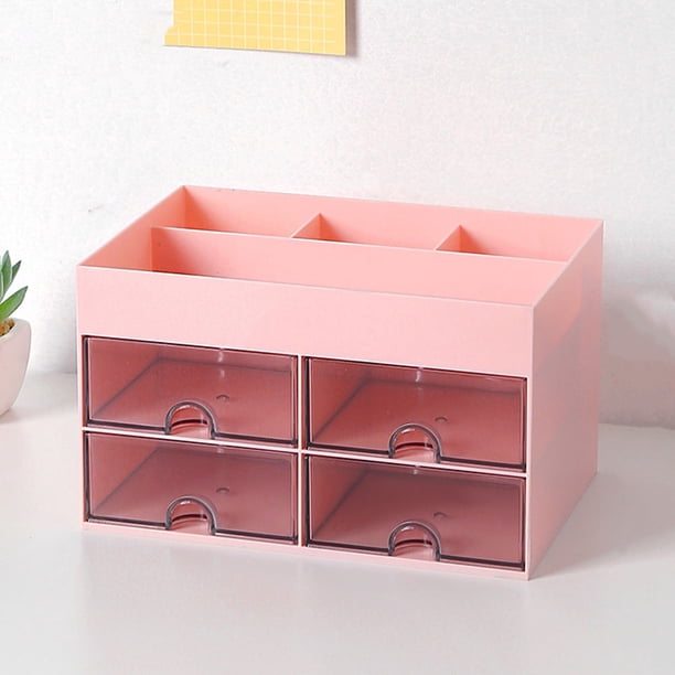 OUNONA Organizador De Escritorio Con Cajones En Plástico Rosa Para Almacenamiento Eficiente Y Duradero